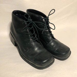 Black heeled square toed Boots Size 7